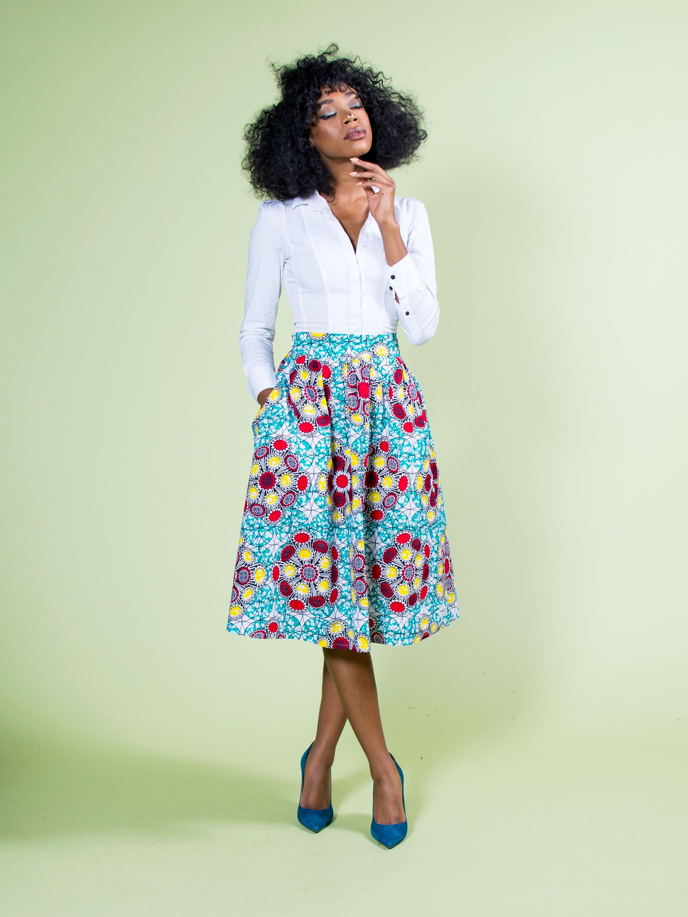 African Print Skirts Ankara Skirt for Women Midi Length | Etsy