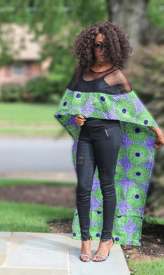 African Print Tops for Women Green Duster Ankara Cotton Fabric High Low Tops Yasmin Etsy Canada
