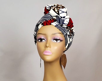 White Head Wrap | African Print Head Wraps for Women | Kitenge Scarves | White Turban Scarf | Gift Ideas Black Women