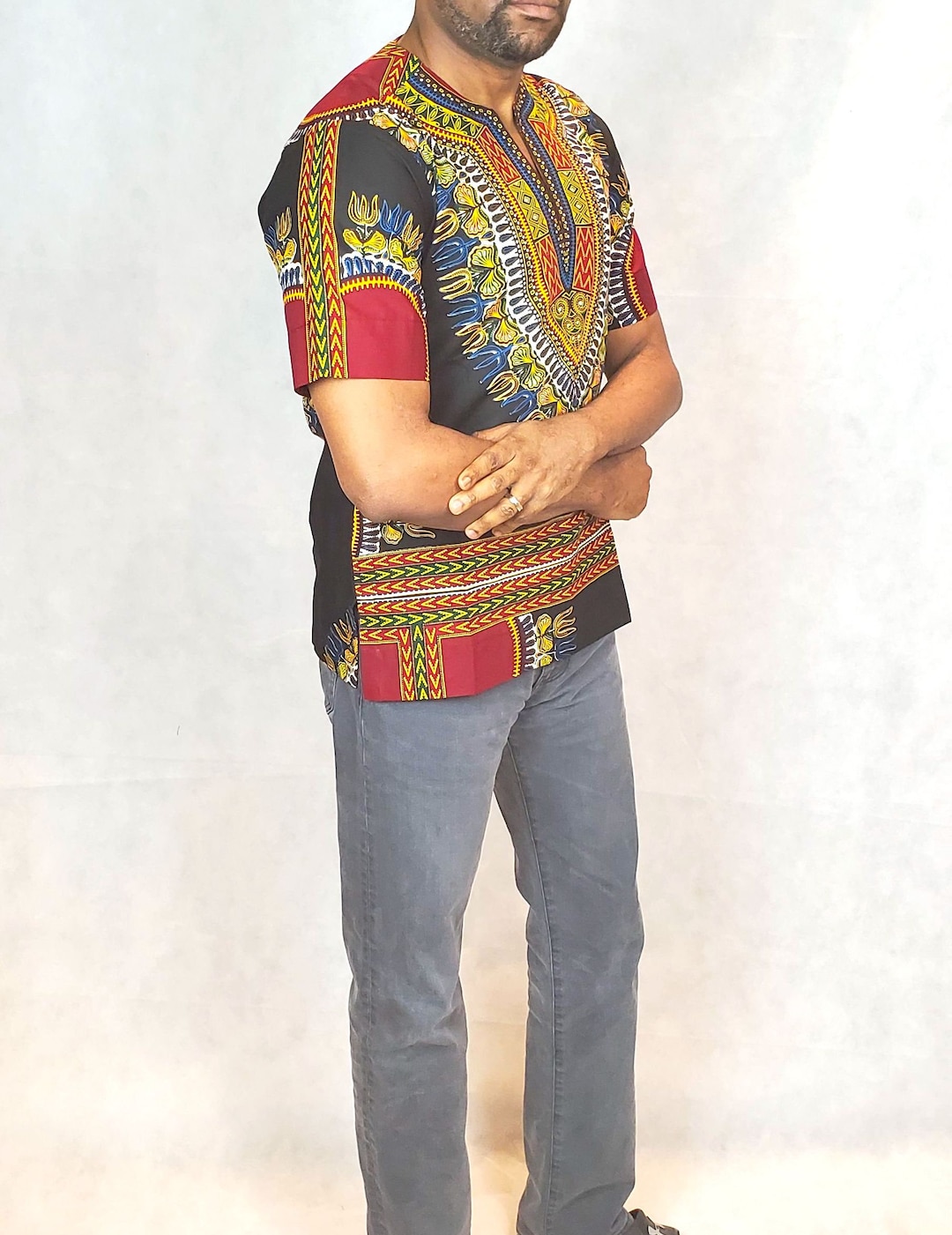 Men's Black African Dashiki Shirt | Ankara Men Shirts | African Print ...