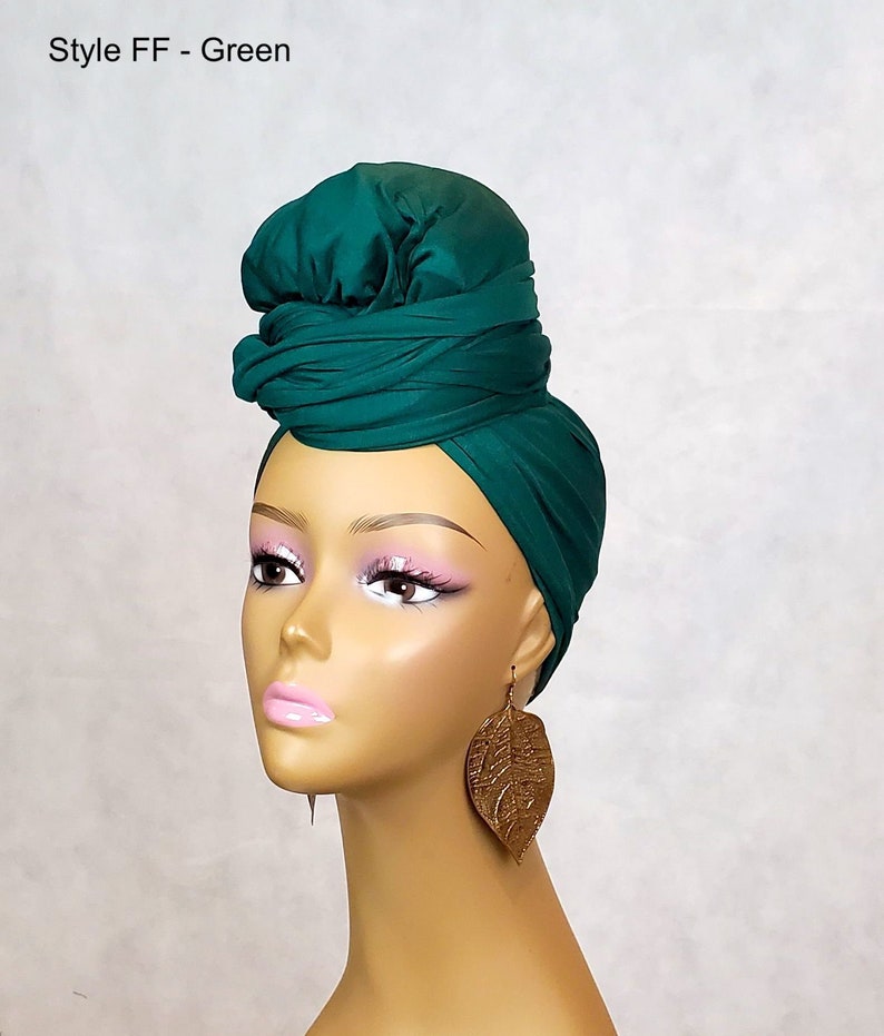 Blue Stretchy Head Wrap for Women Jersey Head Scarf for Women image 7