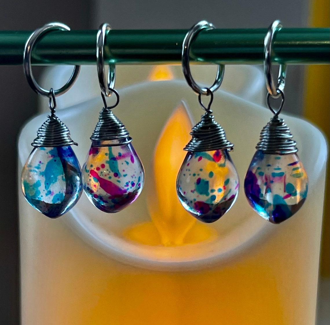 Painted Teardrop Stitch Markers Etsy