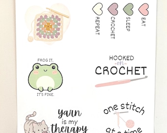 Crochet Life Sticker Sheet | Yarn Lover Planner Journal Stickers