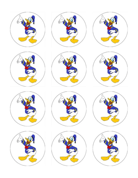 IMAGE Cupcake x 12 Edible Printed Cake Topper Donald Duck Etsy