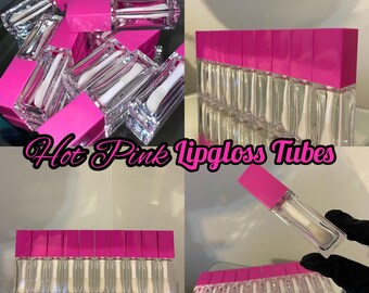 20 Hot Pink Fancy 10ML Wholesale Lipgloss Wand Tubes | Lipgloss Business | Lipgloss Wholesale | Bulk Tubes | Cosmetic Business | gloss tubes