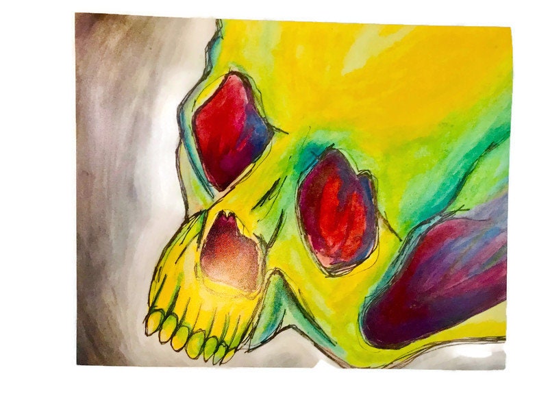 Colorful Skeleton Painting Multi Color Skeleton Skull Fine Etsy