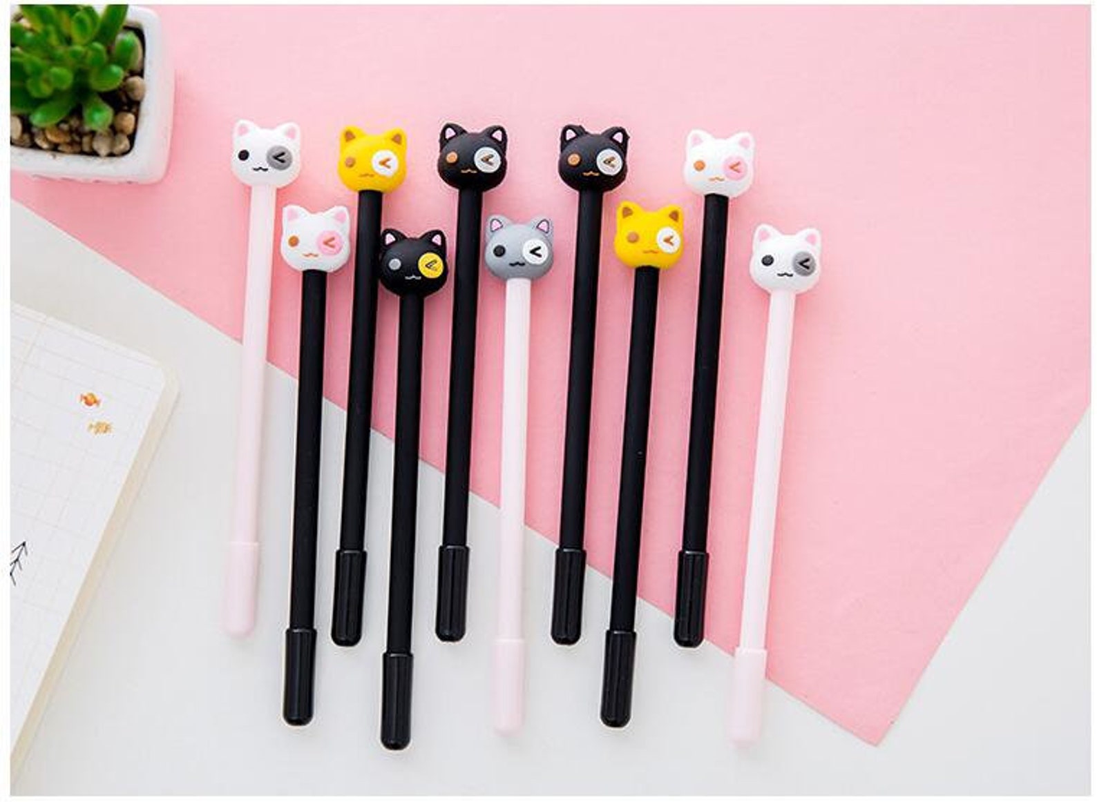 Cat Pen Set Cute Kitten Pens Kawaii Cat Pens Novelty Pens Etsy
