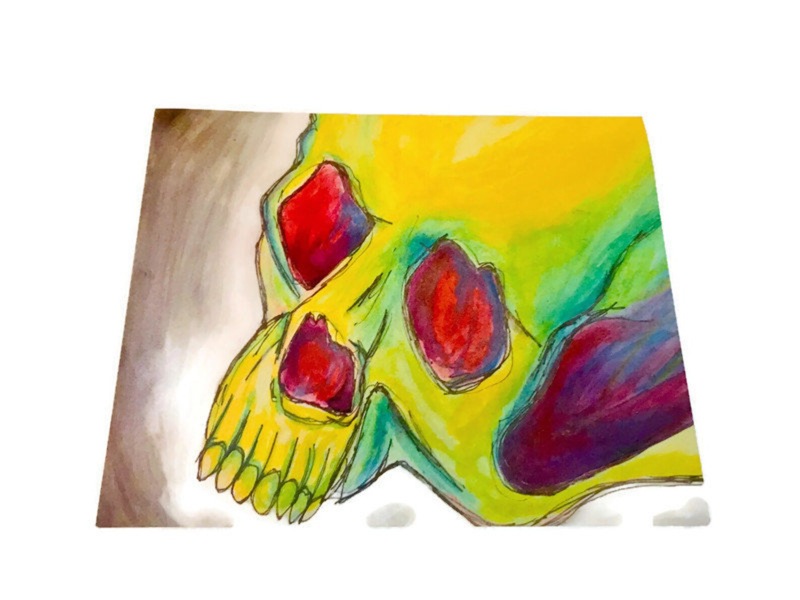 Colorful Skeleton Painting Multi Color Skeleton Skull Fine Etsy