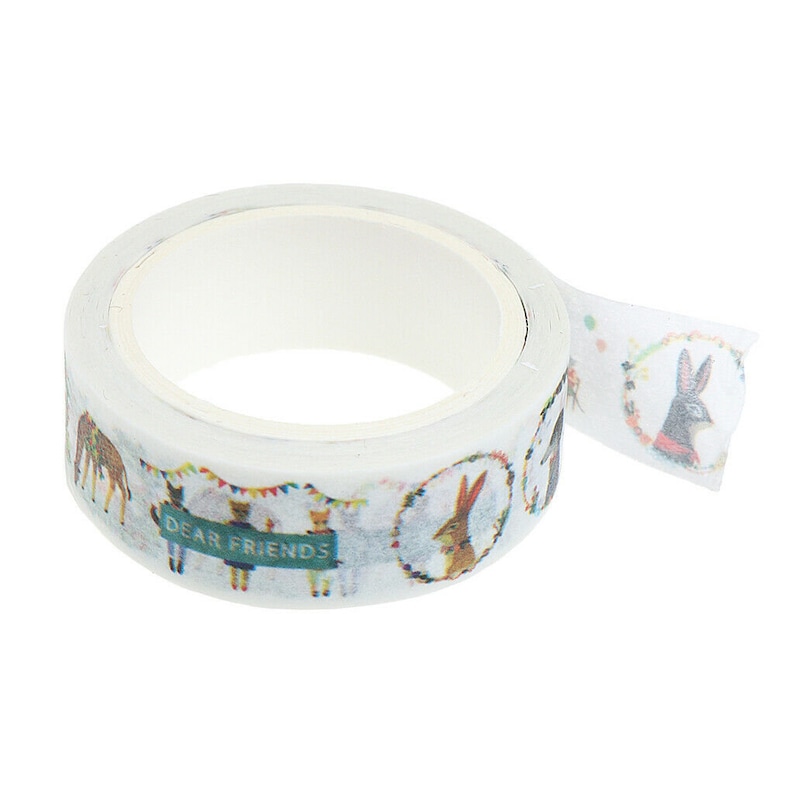 Scrapbooking Craft Supply Tape Furry Friends Washi Tape Kawaii Cartoon Bunny Rabbit and Deer Animal Masking Tape Cute Animal Washi Tape