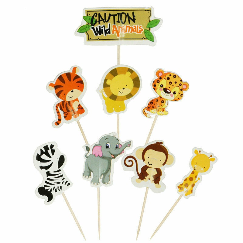 Jungle Cupcake Toppers 8 Piece Jungle Animal Cupcake Topper Etsy
