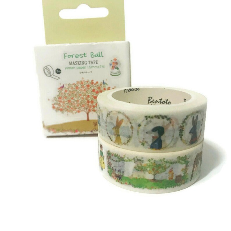 Scrapbooking Craft Supply Tape Furry Friends Washi Tape Kawaii Cartoon Bunny Rabbit and Deer Animal Masking Tape Cute Animal Washi Tape
