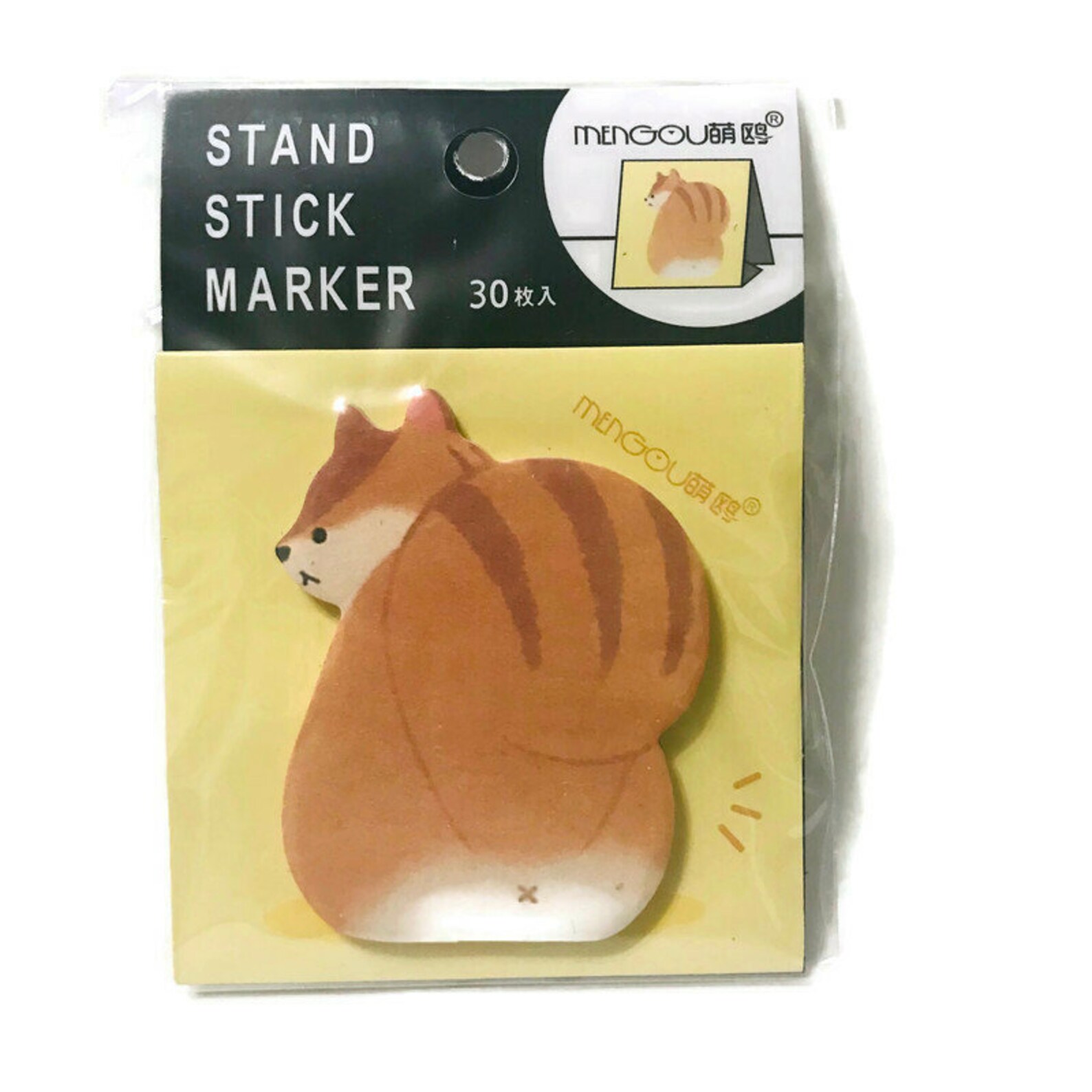 Cute Fox Bootie Sticky Notes Kawaii Squirrel Behind Memo