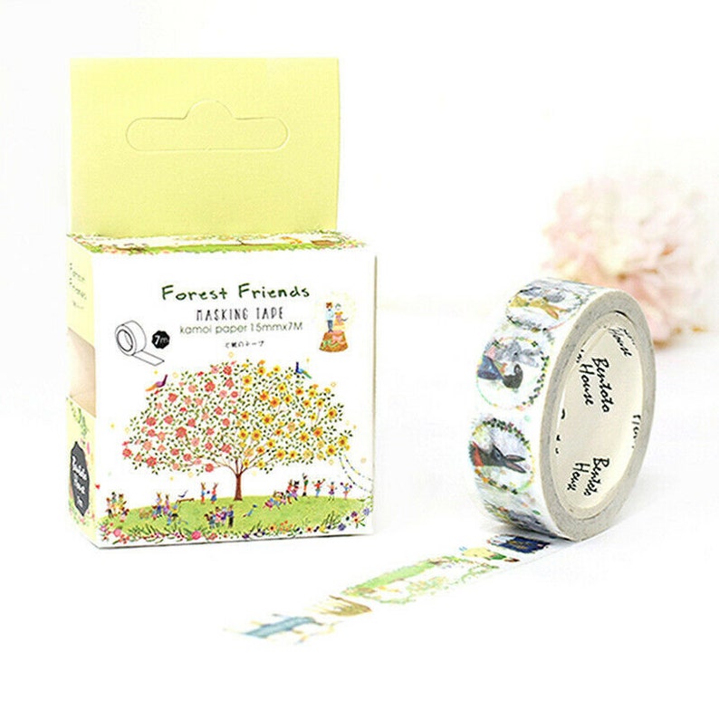 Scrapbooking Craft Supply Tape Furry Friends Washi Tape Kawaii Cartoon Bunny Rabbit and Deer Animal Masking Tape Cute Animal Washi Tape