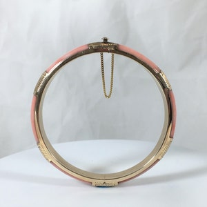 Angel Skin Coral Bangle Bracelet with 14k Yellow Gold