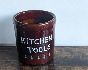 Kitchen tool jar, handmade pottery