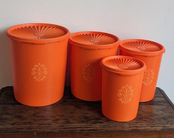 Unused Vintage Tupperware container set orange