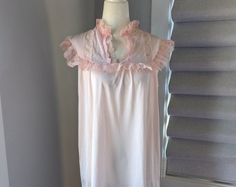 Pink nylon and lace nightgown size small