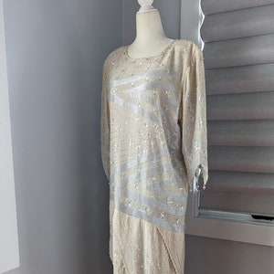Beaded silk flapper style formal dress