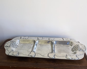 handcrafted cast aluminum divided serving dish tray