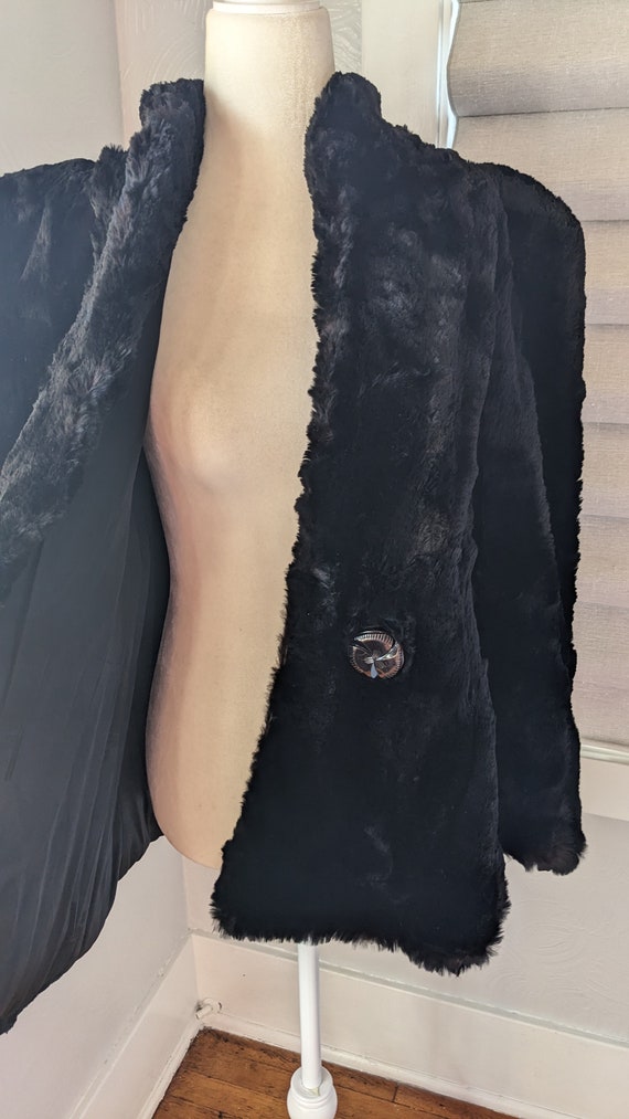 Vintage black rabbit fur coat - image 4
