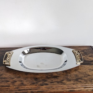 Mid Century Silber Chrom Serviertablett