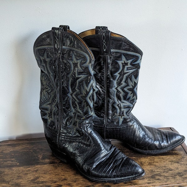 Tony Lama men's black cowboy boots size 9