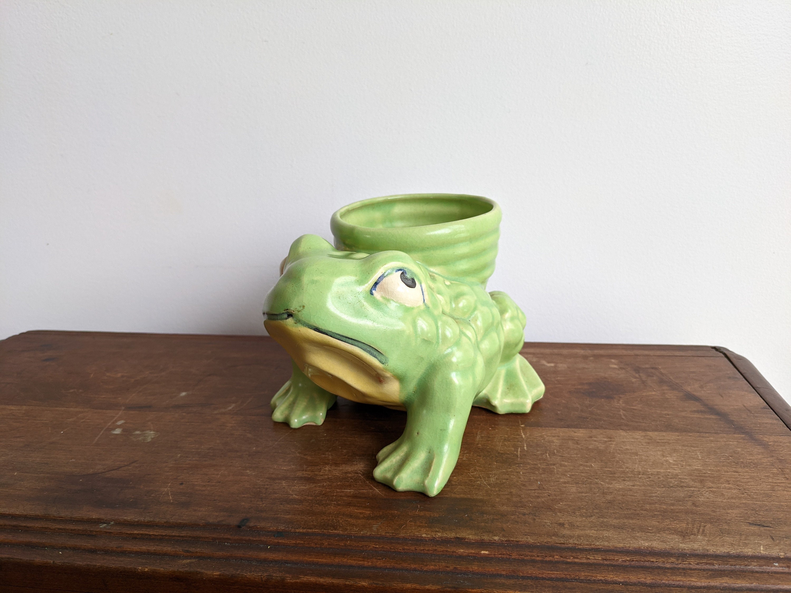 Antique pottery frog planter made in Japan Etsy