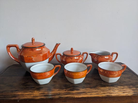 Orange Lusterware Teapot Set, RS Germany Porcelain - Etsy