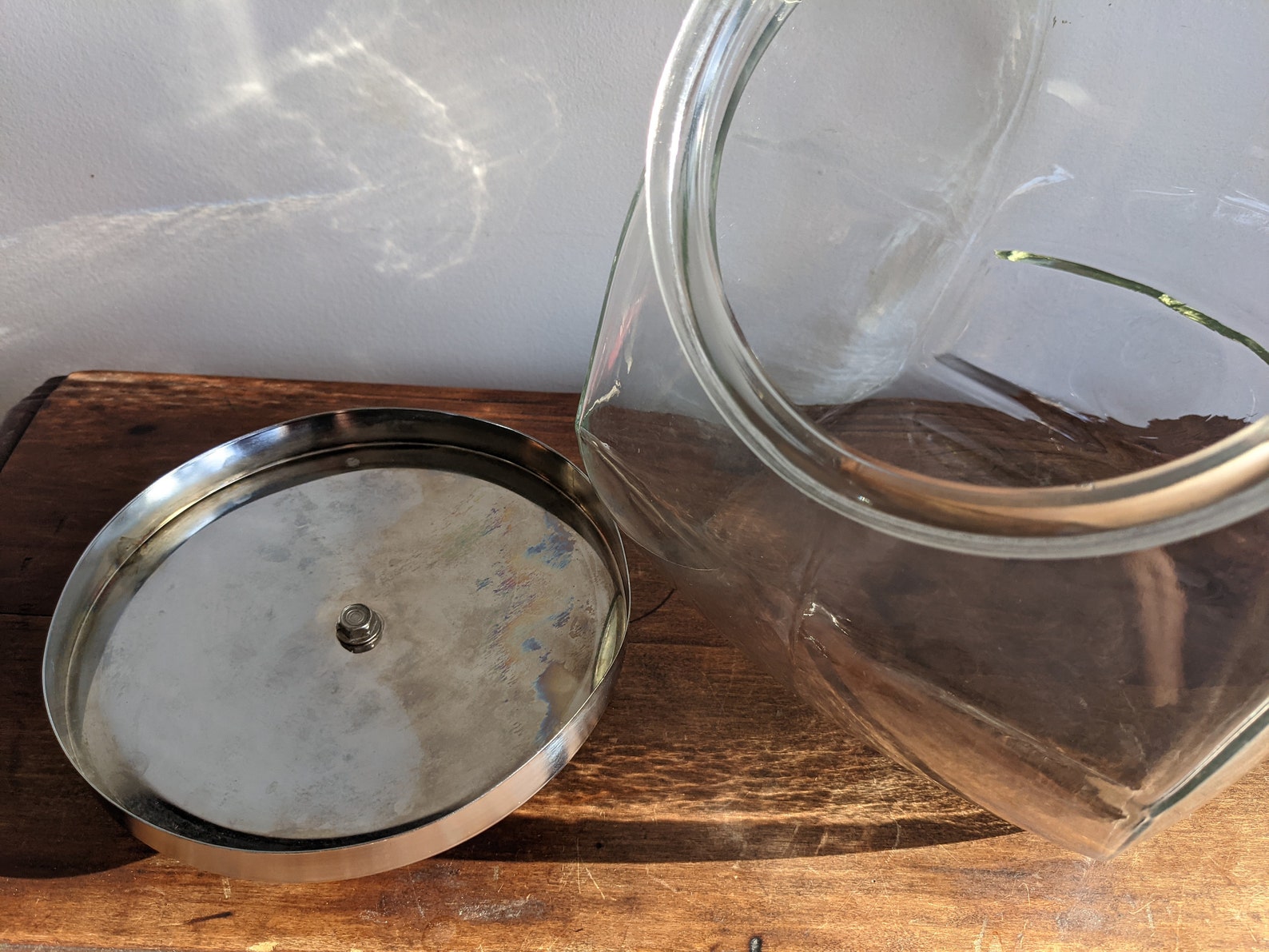 Large glass cookie jar with red knob handle Etsy