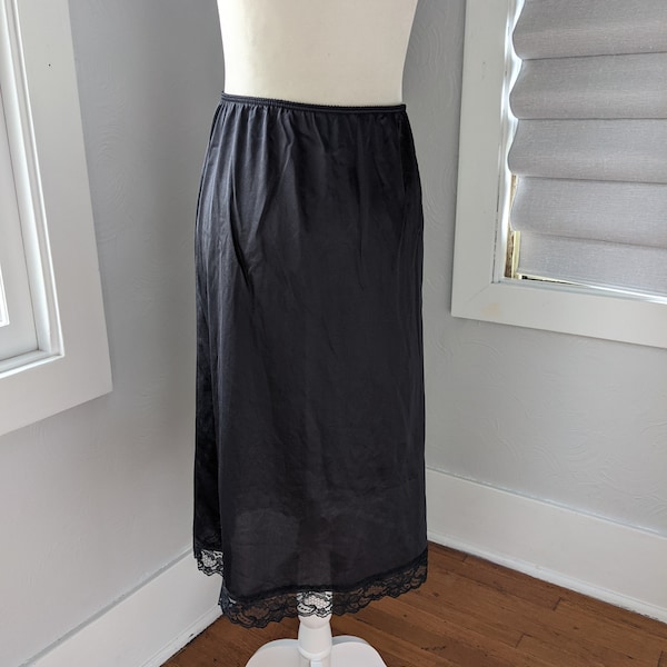 vintage black half skirt slip size medium