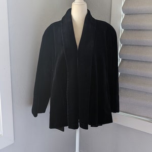 I. Magnin Black velvet cape style coat