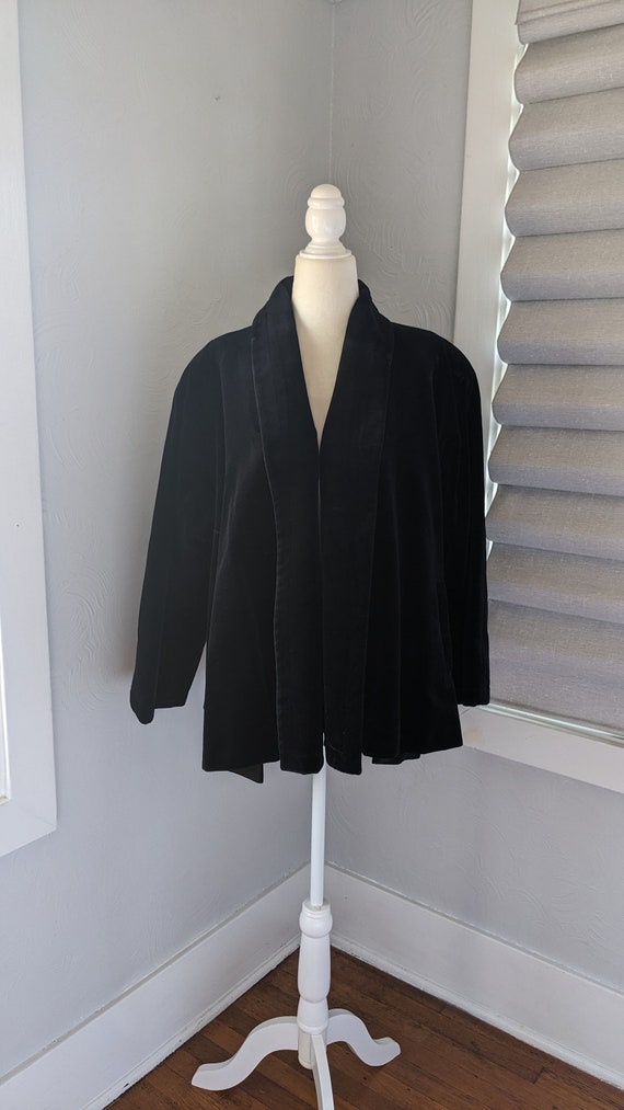 I. Magnin Black velvet cape style coat - image 1