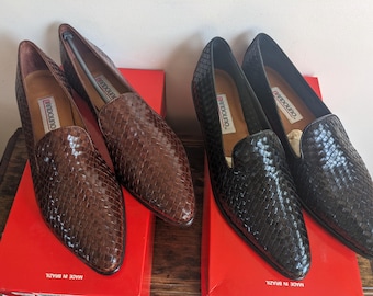 Woven leather women's shoes size 10, unused, vintage