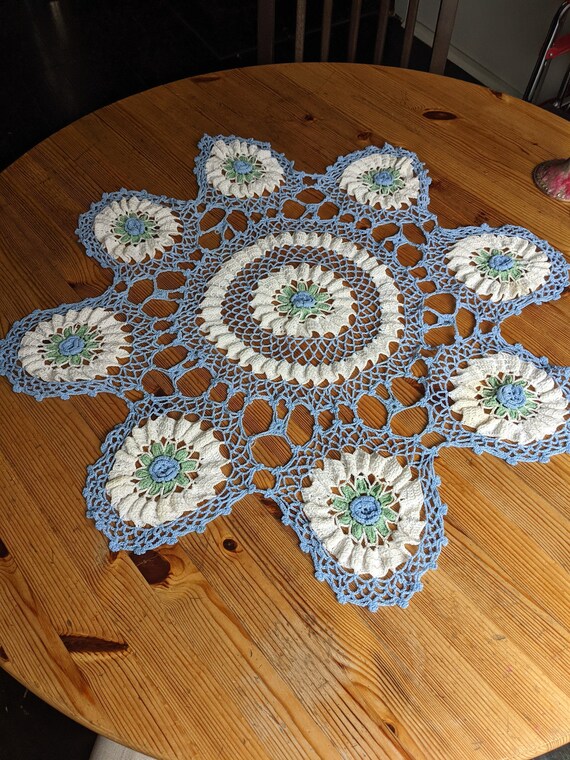 Pretty crocheted table topper Etsy
