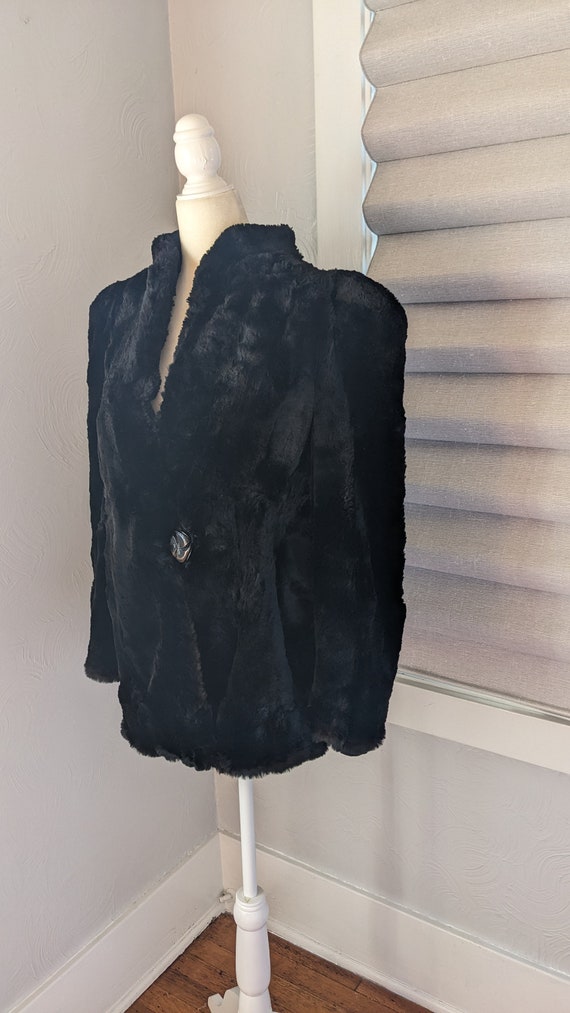 Vintage black rabbit fur coat - image 2