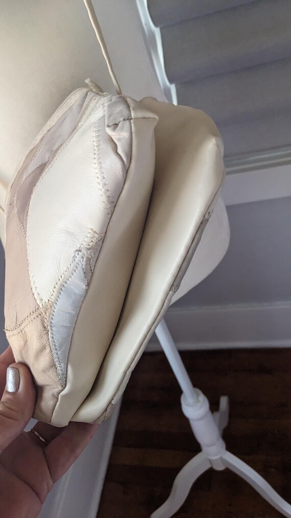 Vintage patchwork leather beige crossbody purse - image 5