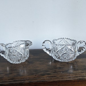 Brilliant cut crystal sugar bowl and cream pitcher set