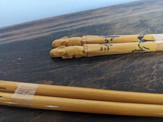 動物の彫刻が施された竹箸8組セット - Etsy 日本