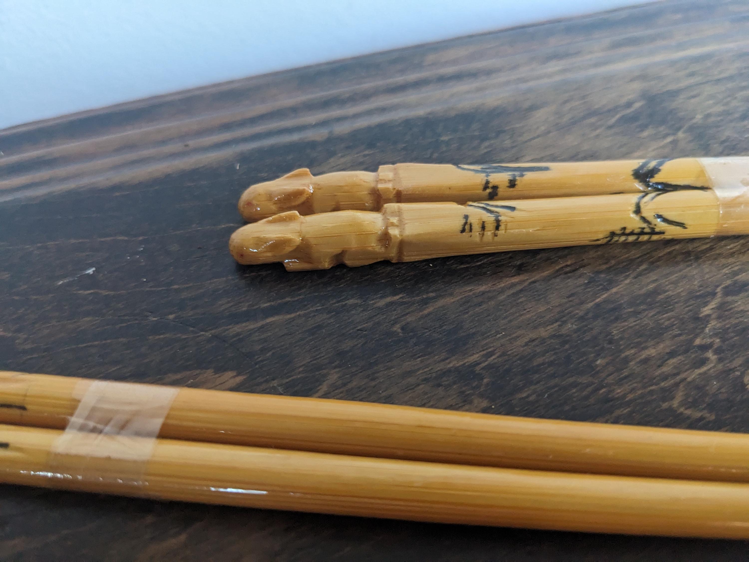 動物の彫刻が施された竹箸8組セット - Etsy 日本
