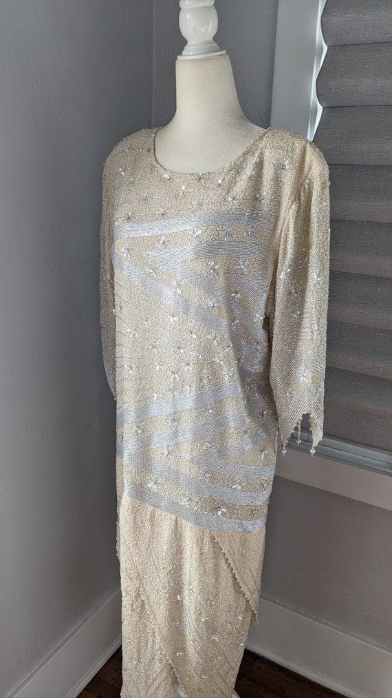 Beaded silk flapper style formal dress - image 3
