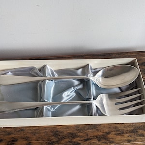Large Wallace silverplate serving spoon and fork