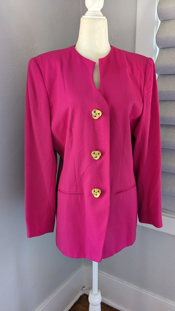 hot pink vintage 1980's women's blazer size 8-10 - image 2