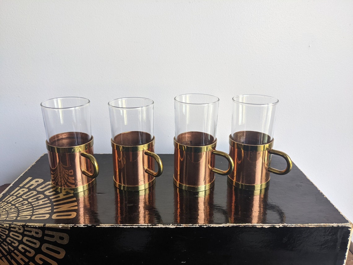 Vintage copper cappuccino cups set Etsy