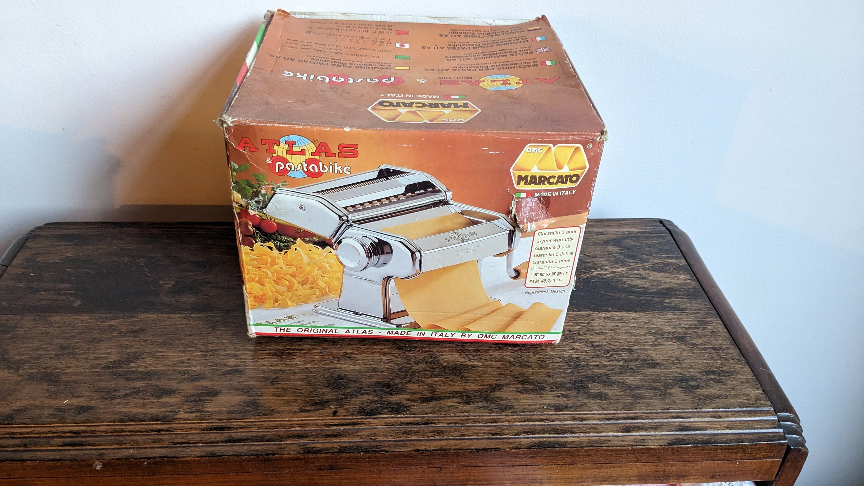 MARCATO ATLAS 150 PASTA MACHINE With Box & Book VINTAGE MADE IN