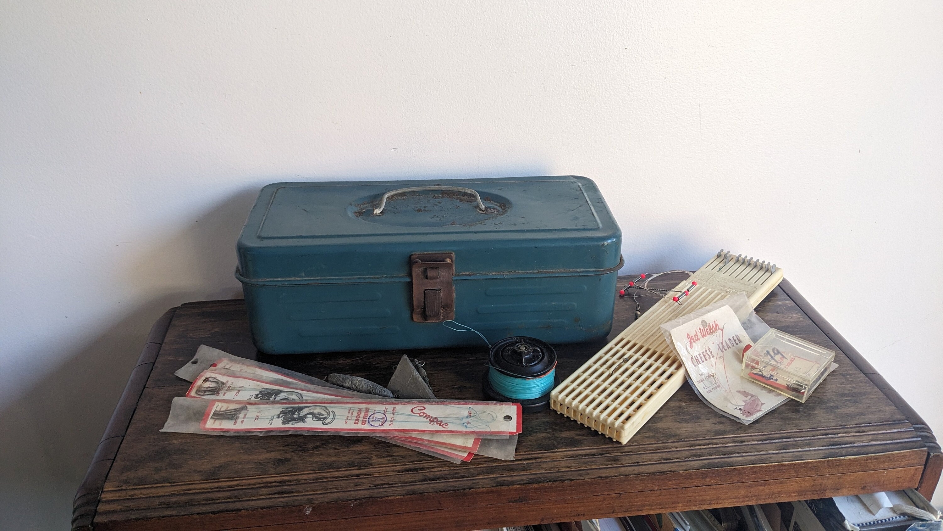 Vintage metal fishing tackle box