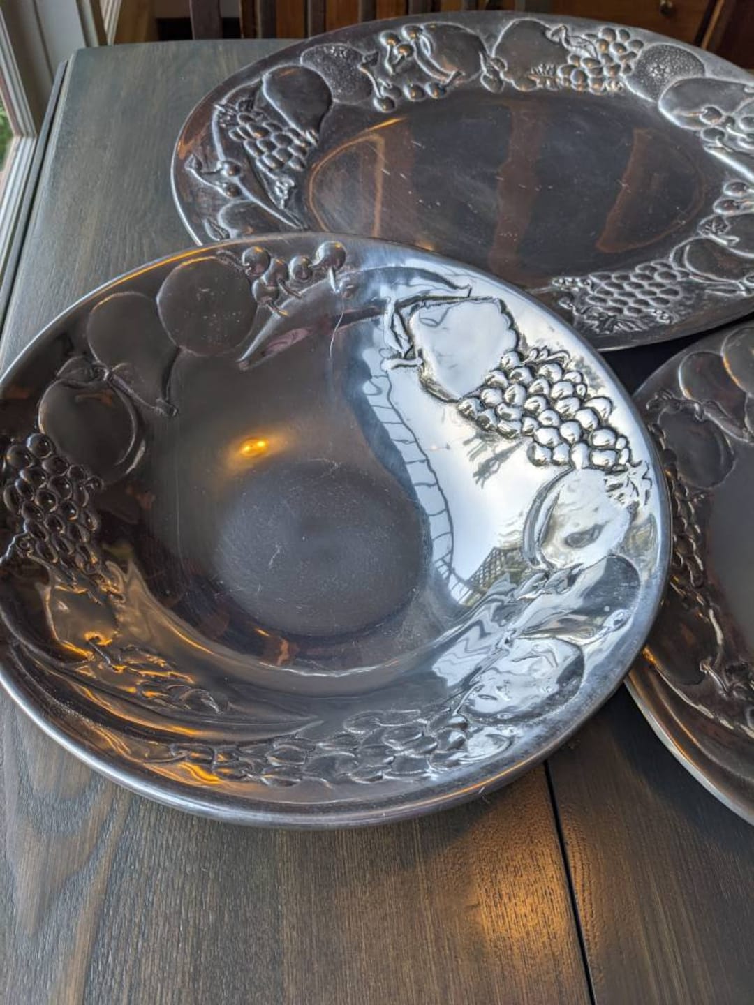 Wilton Arle 皿ピューター花リムアメリカンビンテージ　シルバー Wilton Armetale 皿ピューター花リムアメリカンビンテージ