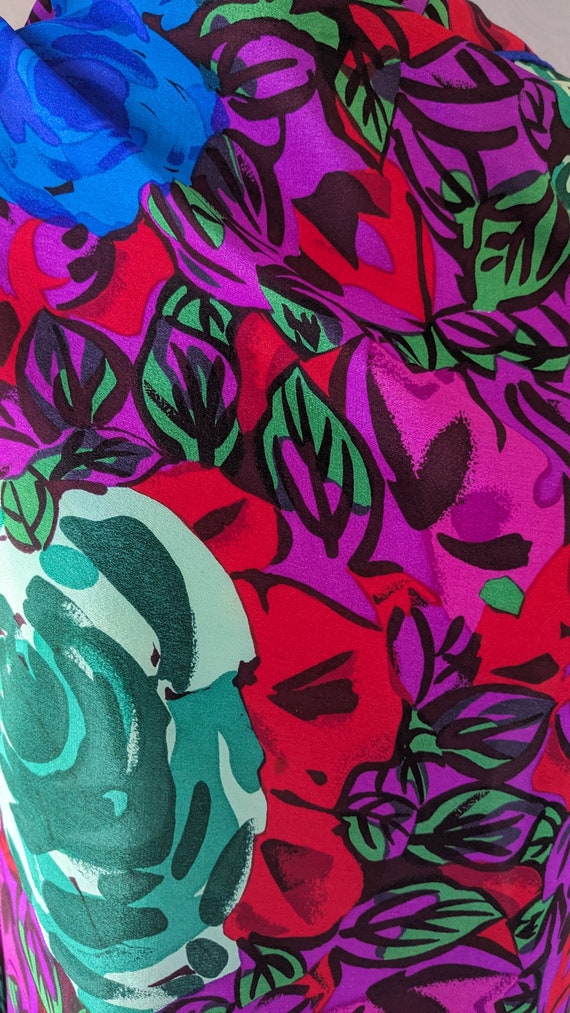 Silk scarf colorful floral pattern, Albert Nippon… - image 4