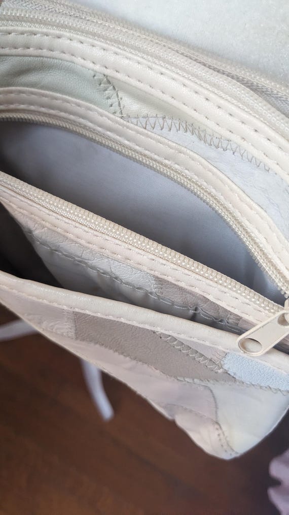 Vintage patchwork leather beige crossbody purse - image 3