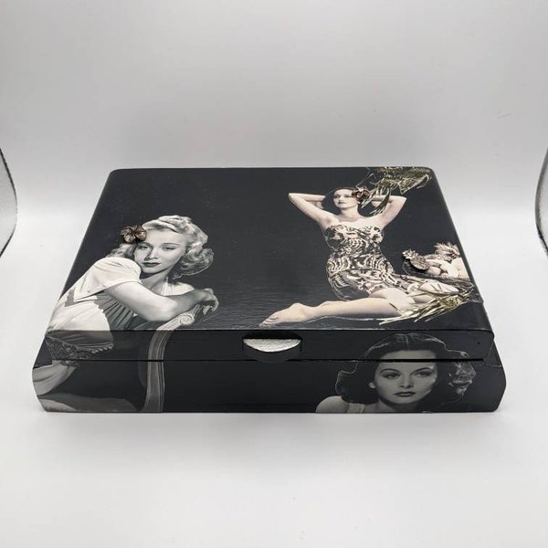 Jewelry box decoupaged with movie actresses