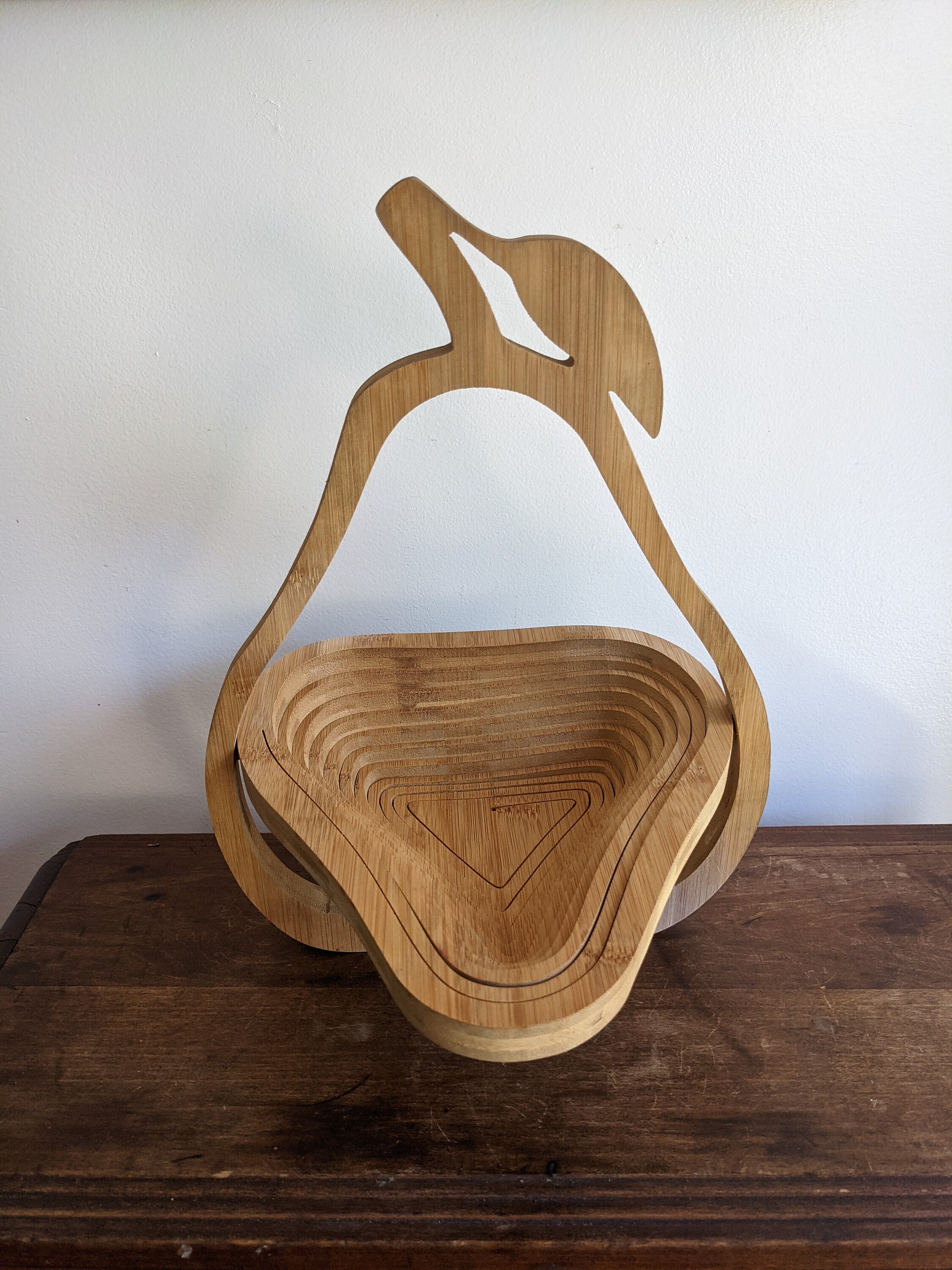 Wood trivet basket collapsible pear shaped Etsy